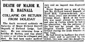Bagnall Death Notice